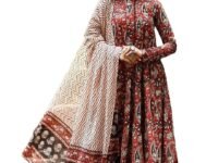 Nermosa Women Printed Anarkali Kurta and Pant Set with Dupatta