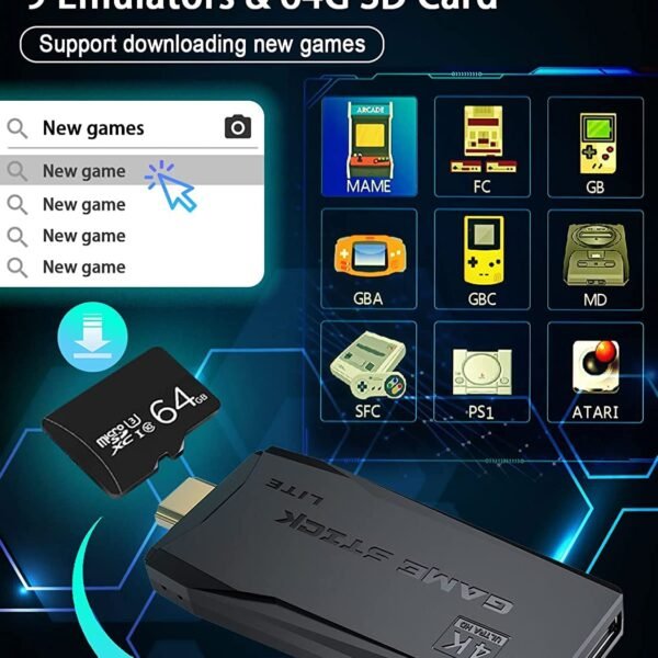 New World TV Video Game Wireless Retro Game Console, Plug and Play Video Game Stick ,9 Classic Emulators, High Definition HDMI Output for TV with Dual 2.4G Wireless Controllers
