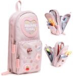 Niwlix Pencil Pouch Case Box for School Kids Girls Boy Large Capacity Multifunctional Pouch for School Kids Aesthetic Cute Stationary Gift 6 Layer with 3 Compartment - Pink
