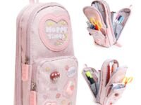 Niwlix Pencil Pouch Case Box for School Kids Girls Boy Large Capacity Multifunctional Pouch for School Kids Aesthetic Cute Stationary Gift 6 Layer with 3 Compartment - Pink