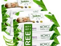 Novel Baby Wet Wipes 80 Wipes x Pack of 6 (480 Wipes) | Aloe Vera, Chamomile, Vitamin E Enriched | pH Balanced, Alcohol, Hypoallergenic & Paraben-Free | Soft Gentle Baby Wipes with Lid