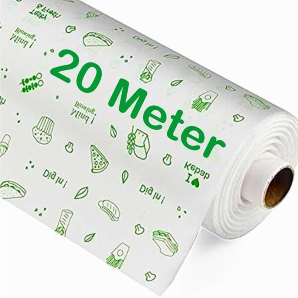 OFIXO Food Wrapping Paper Roll - Premium Non-Stick Butter Wrapping Paper, 20 Meter