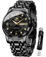 OLEVS Watches for Men Fashion Diamond Analog Quartz Men's Easy Reader Watch Stainsteel Steel Date Waterproof Luminous Business Watch