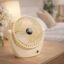One94Store Portable USB Desk Fan, 1800mAh Rechargeable Handheld Fan with Stand, 3 Speed Low Noise Personal Cooling Fan, Up to 4Hrs Runtime for Home, Office & Travel (Creamy White)