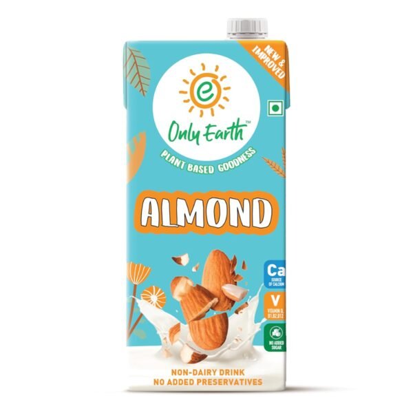 Only Earth Almond Drink | Unsweetened | Lactose-Free | Preservatives Free | Made with Natural Almond Paste | Source of Calcium | Contains Vitamin D,E,B1,B2 & B12 | Dairy Alternative | Cholesterol Free | Plant-Based Alternative | Barista Edition 1L