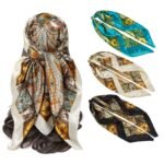 PALAY® 3Pcs Silk Scarf for Women Stylish, Satin Neck Head Scarf for Women, 35 In Square Summer Comfy Beach Hair Scarf, Fashion Print Silk Scarves for Woman Ladies Gift
