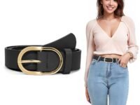 PALAY® Waist Belt for Women Dresses, Brown Black Belts for Women, Fashion Belts for Jeans, PU Leather Gold Buckle Ladies Belt for Woman Jeans Dress Trousers (Fit Waist 70-90cm)