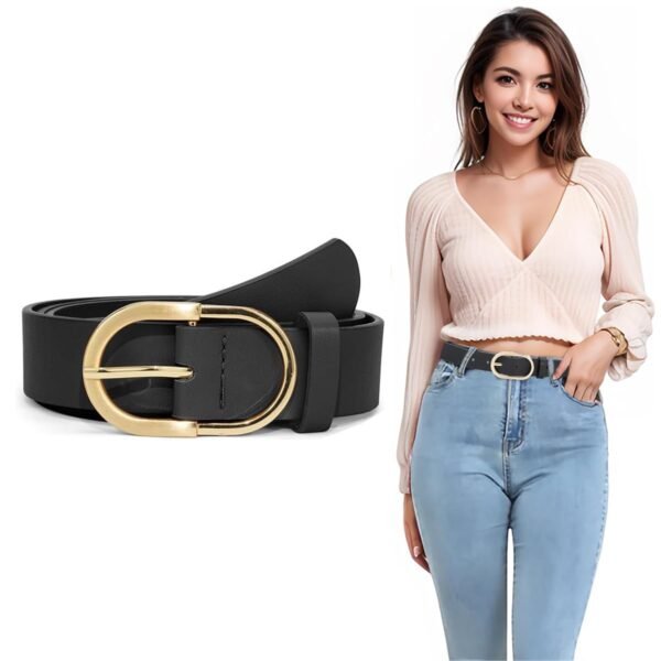 PALAY® Waist Belt for Women Dresses, Brown Black Belts for Women, Fashion Belts for Jeans, PU Leather Gold Buckle Ladies Belt for Woman Jeans Dress Trousers (Fit Waist 70-90cm)