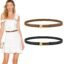 PALAY® Waist Belt for Women Jeans, 2pcs Black & Brown Belts for Women Dresses, PU Leather Skinny Fashion Ladies Belt for Woman Dresses Blouse Blazer