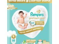 Pampers Premium Care Pant Style Baby Diapers L 88 Count | No Marks Design | Voted India’s #1 Softest Diaper | All in 1 diaper with 360 Cottony Softness