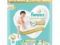 Pampers Premium Care Pant Style Baby Diapers XL 36 Count | No Marks Design | Voted India’s #1 Softest Diaper | All in 1 diaper with 360 Cottony Softness