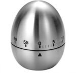 Parssufy New Mechanical Egg Shape Kitchen Timer Stainless Steel Machinery Count Down Reminder Alarm Clock with 60 Minutes for Cooking （Silver，Egg Shape）
