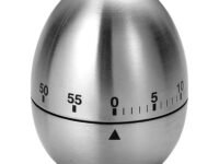 Parssufy New Mechanical Egg Shape Kitchen Timer Stainless Steel Machinery Count Down Reminder Alarm Clock with 60 Minutes for Cooking （Silver，Egg Shape）