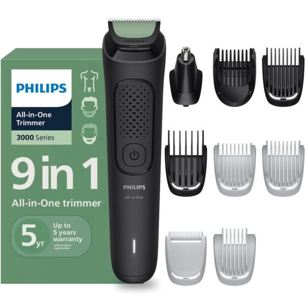 Philips India's No.1 Men's Trimmer* | One stroke beard trimming | All-in-One Grooming Kit- Face, Hair, Body | Ear/Nose attachment | Safe for Sensitive Skin | 60 mins runtime | 5yr warranty* | MG3927