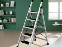 Plantex Ladder for Home 5 Steps/Foldable Ladder with Anti-Skid Wide Steps (30L x 20W cm)/Strong D-Shape Pipe with X-Support for More Stability/5 Year Warranty(Apex-White)