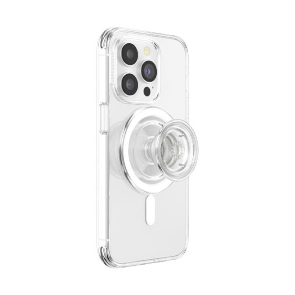 PopSockets PopGrip for MagSafe, Magnetic Phone Grip & Stand, Swappable Top, Secure Grip for iPhone MagSafe Cases, Kickstand for Hands-Free Viewing, Wireless Charging Compatible - Clear