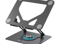 Portronics My Buddy K11 Metal Laptop Stand with 360° Rotation, Height & Angle Adjustable, Foldable Design, Improves Air Flow, Carbon Steel Body, 10 kg Max Weight for Laptops & MacBook (Black)