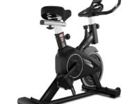 PowerMax Fitness BS-125 Spin Exercise Bike For Home Use,16Mm 6Kg Flywheel,Max User Weight 130Kg,LCD Display,2Pc Crank,Heart Rate Sensor,Knob Braking,Adjustable Foot Strap And Seat,Ipad Holder,Black
