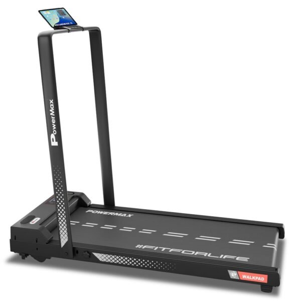 PowerMax Fitness Walkpad 3HP Compact Motorized Treadmill for Home-Office Use with Remote Control, Walking Pad for Max User 110Kg,Top Speed 10Km/H,1000X400Mm Running Deck,LED Display,iPad Holder,Black
