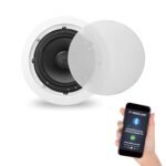 Powerlink 9" Bluetooth Flush Mount in-Ceiling 2-Way 30W Speaker System with Built-in Amplifier, Polypropylene Cone & Polymer Tweeter, Stereo Sound, 30W – for Office, Gym, Home Theater