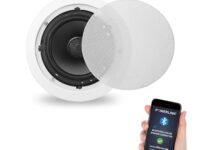 Powerlink 9" Bluetooth Flush Mount in-Ceiling 2-Way 30W Speaker System with Built-in Amplifier, Polypropylene Cone & Polymer Tweeter, Stereo Sound, 30W – for Office, Gym, Home Theater