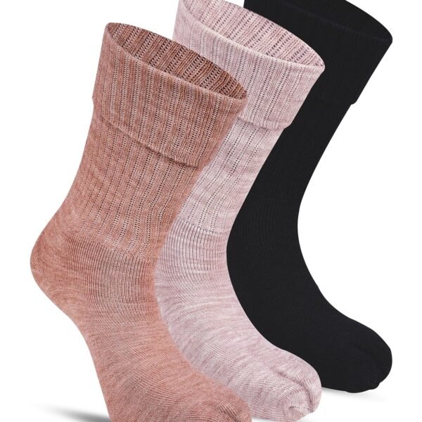 RC. ROYAL CLASS Women Woolen Winter Wear Thermal Thumb Socks, Calf Length Terry Thick Towel Cushioned, Warm & Cozy Thermal Thumb Socks For Women (Pack of 3 Pairs)