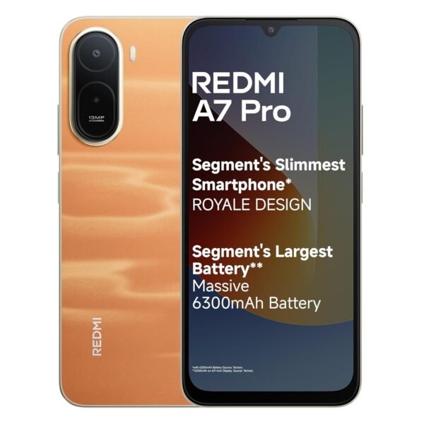REDMI A7 Pro 4G (Sunset Orange, 4GB RAM, 64GB Storage) | Segment's Slimmest Smartphone | Segment's Largest 6300mAh Battery| Segment's Largest 17.53cm and Smoothest 120Hz Display