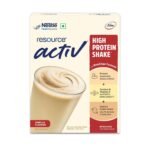 RESOURCE Nestlé Active, High Protein Shake with New Edge Formula, Vanilla Flavour, Strengthens Muscles, Bones, Immune System, Improves Skin 400g Bag-in-box pack.