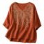 RIEKA Women's Embroidered Top for Women, Maroon V Neck Rayon, 3/4 Sleeve Casual Loose Fit Tunic, Boho Blouse for Women, Korean Style