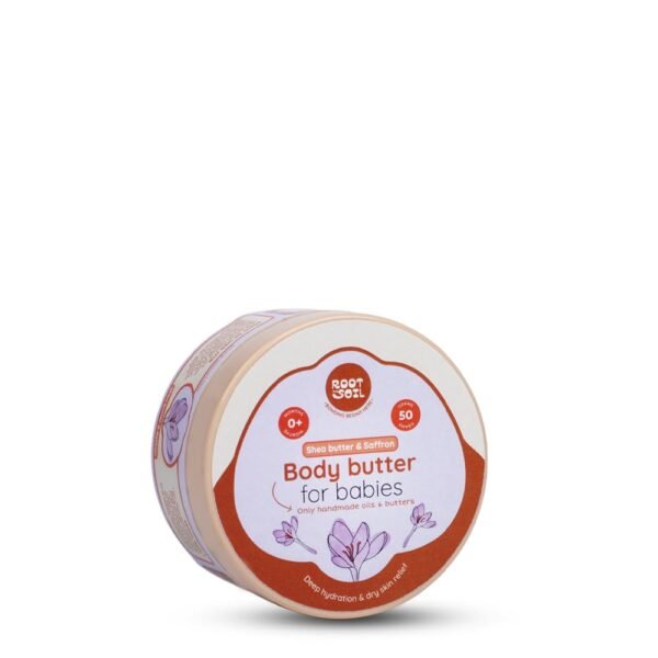 ROOT and SOIL - Moisturising Body Butter for Babies - Saffron 50 G (0+ Months)| 100% Natural & Herbal | Organic Baby Moisturiser | Organic Baby Lotion | Sulphate-Free | No Preservatives.