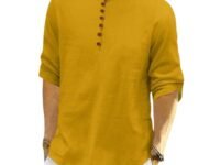 ROYALSCOUT Men's Cotton Polyester Blend Solid Regular Fit Full Sleeve Short Kurta | Ethnic, Lightweight Summer Kurta for Daily & Occasion Use