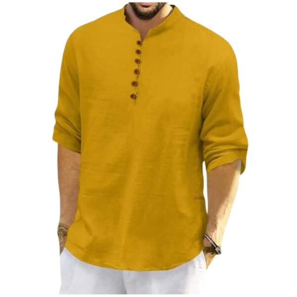 ROYALSCOUT Men's Cotton Polyester Blend Solid Regular Fit Full Sleeve Short Kurta | Ethnic, Lightweight Summer Kurta for Daily & Occasion Use