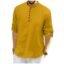 ROYALSCOUT Men's Cotton Polyester Blend Solid Regular Fit Full Sleeve Short Kurta | Ethnic, Lightweight Summer Kurta for Daily & Occasion Use
