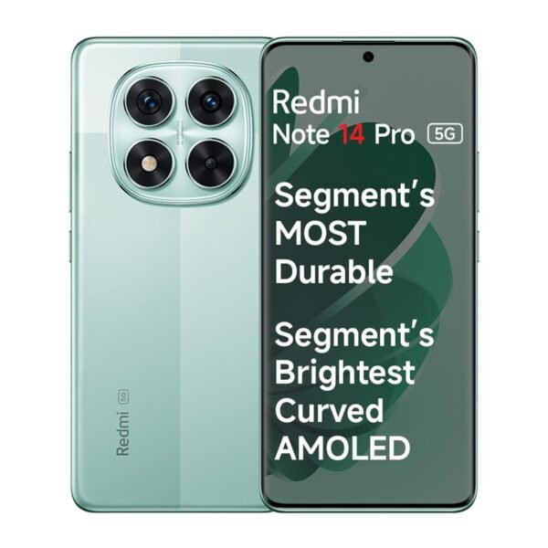 Redmi Note 14 Pro 5G (Ivy Green, 8GB RAM, 256GB Storage) | 50 MP Sony Camera Setup | Corning Gorilla Glass Victus 2 | 1.5K 3D Curved AMOLED | Mediatek Dimensity 7300- Ultra