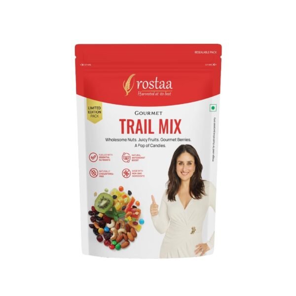 Rostaa Gourmet Trail Mix 340gms | Colourful, Nutritious and Naturally Energising | A delightful blend of candied fruits and premium nuts