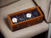 Royal Craft Expertise Watch Box Organizer for Men - 4 Slot Wooden Watch Case, Vintage Brown, Handmade Watch Organizer for Women, Rosewood Lining, Glass Top, Best Diwali Gift.