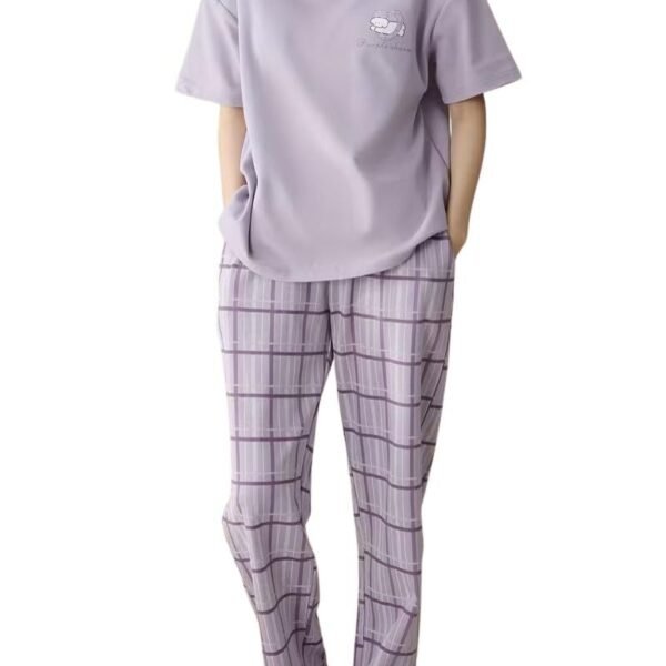 SHIENZY Women Korean Style Night Suit | Round Neck Short Sleeve Cute Printed Cotton Pajama Set for Girls & Women | Soft Nightwear, Loungewear, Sleepwear for Women | Full Pyjama Set | Co-ord Set