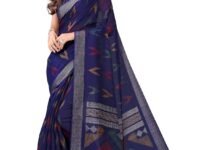 SIRIL Women's Cotton Printed Saree With Unstitched Blouse Piece