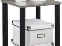 STAR WORK Engineered Wood Modern Simple Powder Coated Computer Study Writing Table Desk with 2 Hooks, Storage Bag Writing Desk Folding Desk for Small Spaces (ONE END Table, 1 Layer)