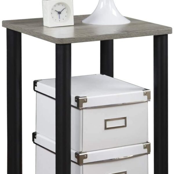 STAR WORK Engineered Wood Modern Simple Powder Coated Computer Study Writing Table Desk with 2 Hooks, Storage Bag Writing Desk Folding Desk for Small Spaces (ONE END Table, 1 Layer)