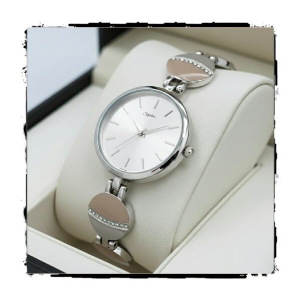 STYLEDOSE Women’s Elegant Silver-Tone Bangle Watch Women Analogue Wrist Watches for Women's & Girls&Ladies Diamond Studded Rosegold Stylish Bracelet Strap