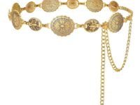 SYGA Women's Metal Waist Chain with Golden Butterfly Design, Adjustable Kamarband for Sarees and Dresses – Free Size