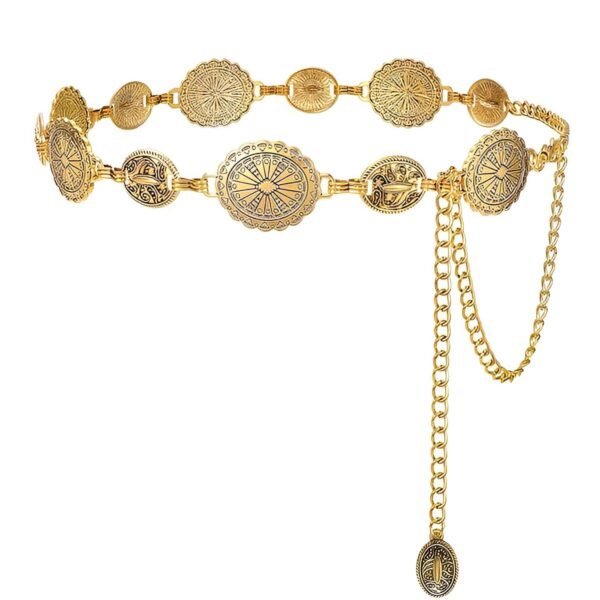 SYGA Women's Metal Waist Chain with Golden Butterfly Design, Adjustable Kamarband for Sarees and Dresses – Free Size