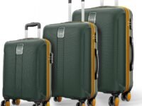 Safari Thorium Neo 8 Wheels Set of 3 Trolley Bags, Hard Case Polycarbonate, 360º Wheeling Carry on & Check-in Luggage for Men & Women, Suitcase for Travel, Trolley Bags for Travel, Dusk Green