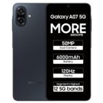 Samsung Galaxy A07 5G Smartphone (Black, 6GB RAM, 128GB Storage) | 120Hz Refresh Rate | Massive 6000mAh Battery | 50MP True Dual Camera | 6 Gen OS Upgrades | Knox Vault