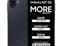 Samsung Galaxy A07 5G Smartphone (Black, 6GB RAM, 128GB Storage) | 120Hz Refresh Rate | Massive 6000mAh Battery | 50MP True Dual Camera | 6 Gen OS Upgrades | Knox Vault