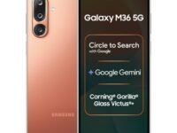 Samsung Galaxy M36 5G Mobile (Orange Haze, 6GB RAM, 128GB Storage) | Google Gemini| Gorilla Glass Victus+ | 7.7mm | AI Enhanced 50MP OIS Triple Camera | Nightography| Lag-free Gaming | Without Charger
