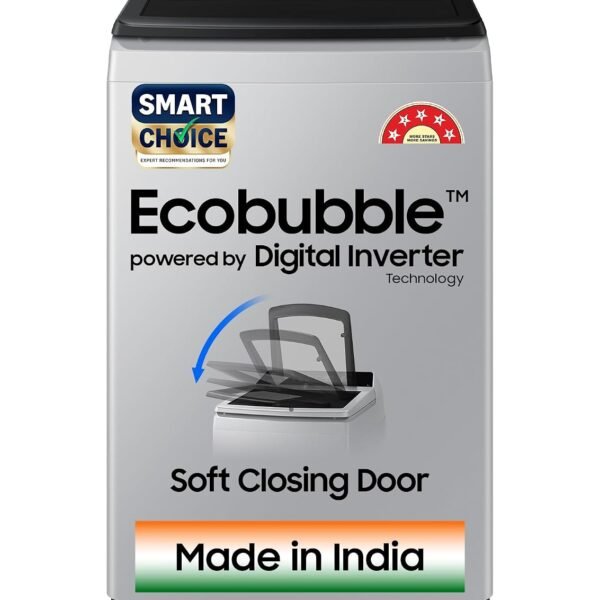 Samsung Smart Choice 8 kg, 5 star, Eco Bubble Tech, Digital Inverter Motor, Soft Closing Door, Fully-Automatic Top Load Washing Machine (WA80BG4441BGTL, Light Gray)