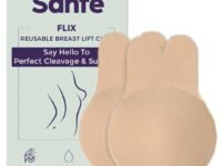 Sanfe Flix Reusable Boob Lift Cups | For Breast Push Up | Braless, Padded, Rabbit (Nude) | A-C cup size - 2 pieces