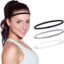 Seeotwo 3 Pieces Thick and Slim Non-Slip Elastic Sports Headbands - Athletic Skinny Hair Headband for Women, Men, Boys, Girls - Silicone Grip Hairband Mini Stylish Sweat Hair Band (Black, White, Grey)